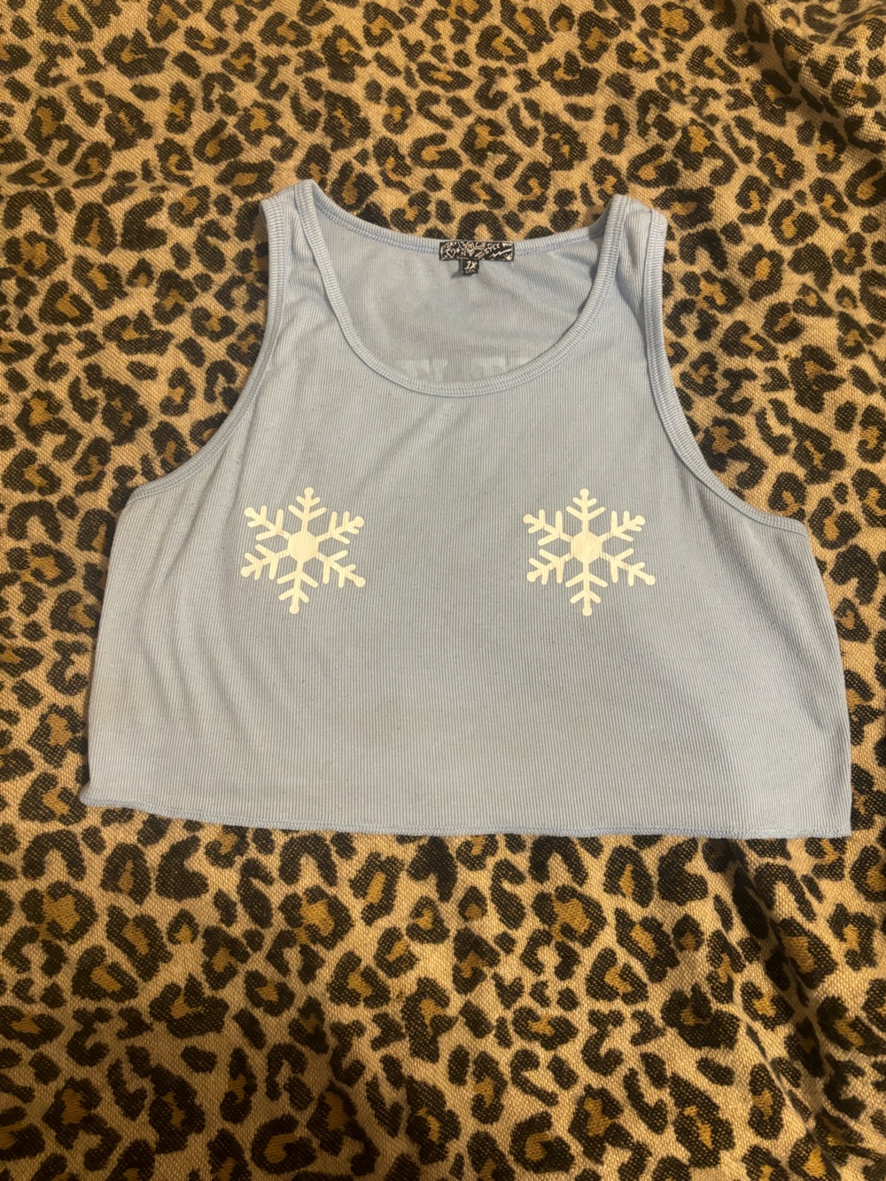 Dolls Kill Light Blue Snowflake Crop Tank